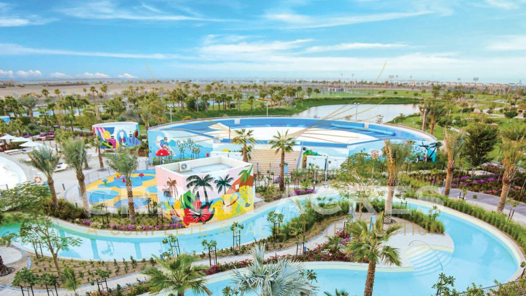 Greenery and pathways in Damac Park Greens